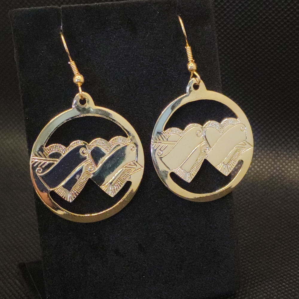 Vintage 14k Gold Plate Heart Dangle Earrings
